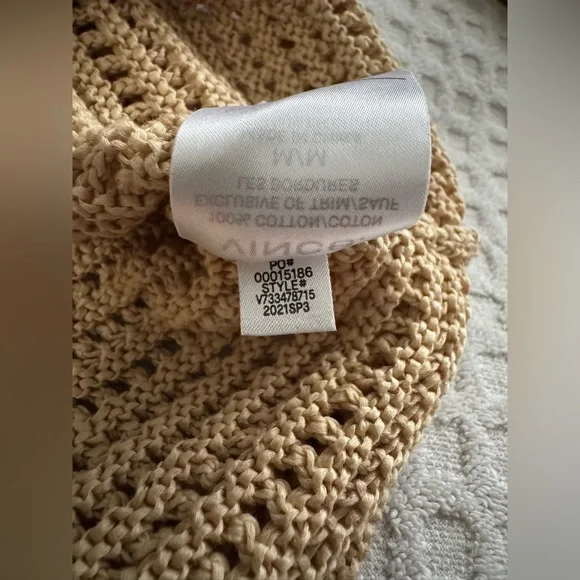 Vince Crochet Cardigan Sweater in Straw Tan Size Medium V733478715 Retail $395 - Picture 14 of 16